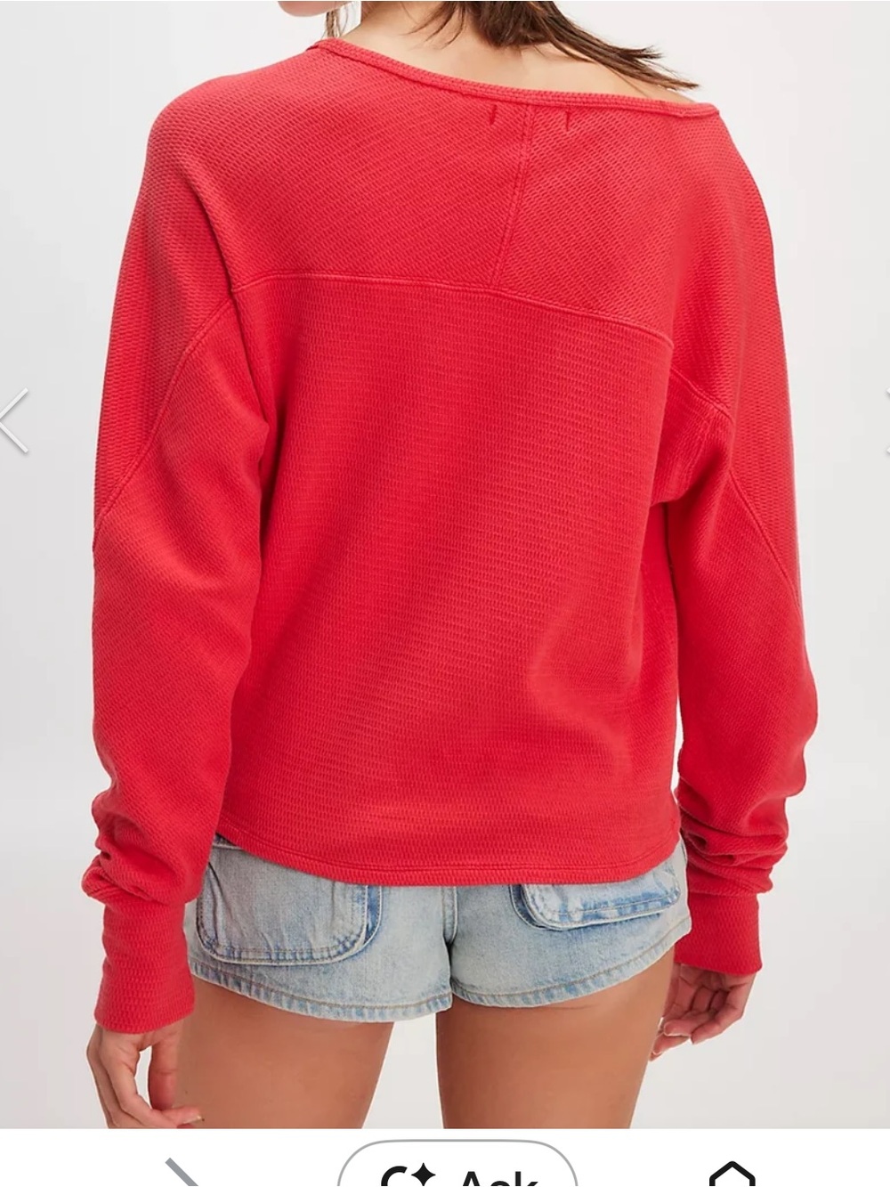 FREE PEOPLE JESS ON OFF SHOULDER LONG SLEEVE TOP CHERRY RED XL - Picture 4 of 8